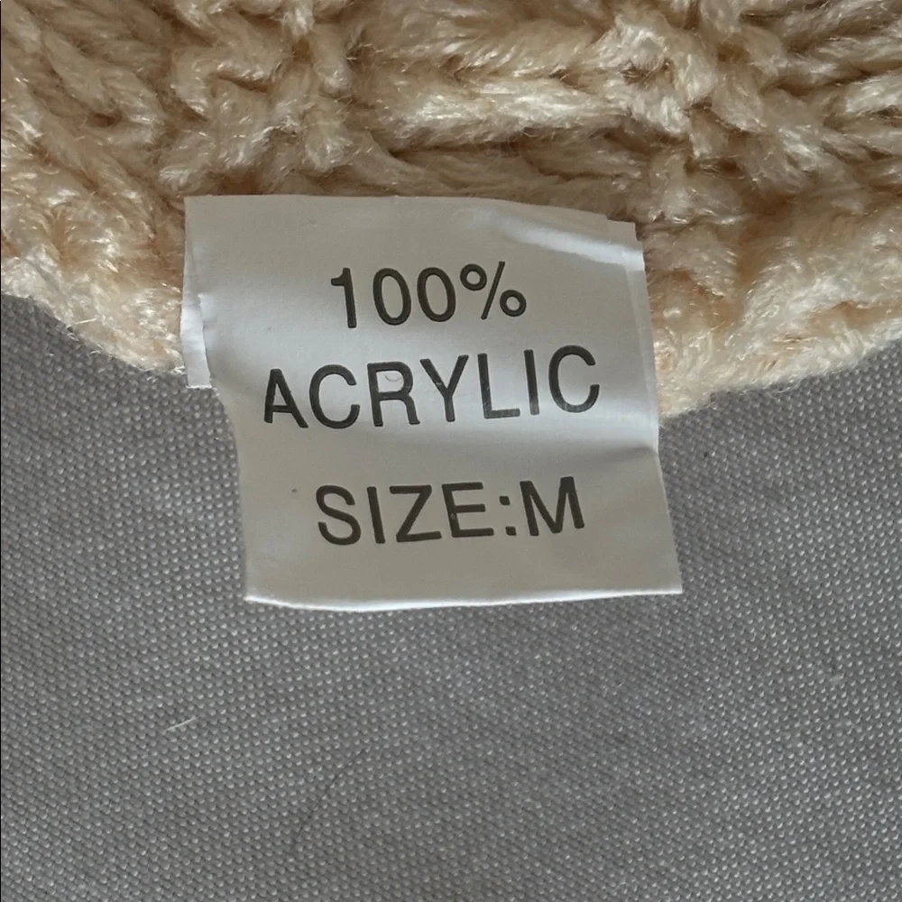 SUPER STAR Soft Rib Knit Beanie Winter Hat Cream Youth Size M NWOT